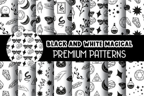 Black and White Magical Digital Papers