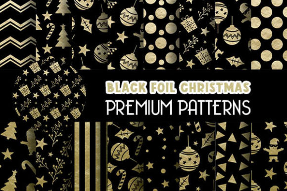 Black Gold Foil Christmas Digital Papers