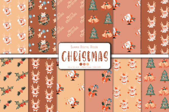 Boho Christmas Seamless Digital Paper