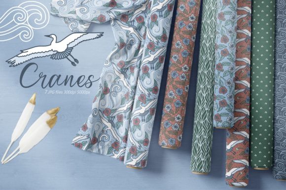 Cranes Birds Pattern Collection: A Beautiful Fusion of Japanese Motifs and Modern Design