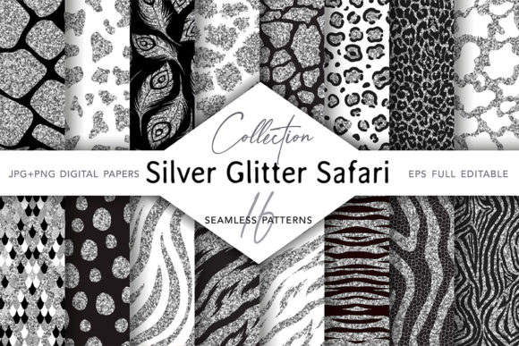 Glitter Silver Animal Prints