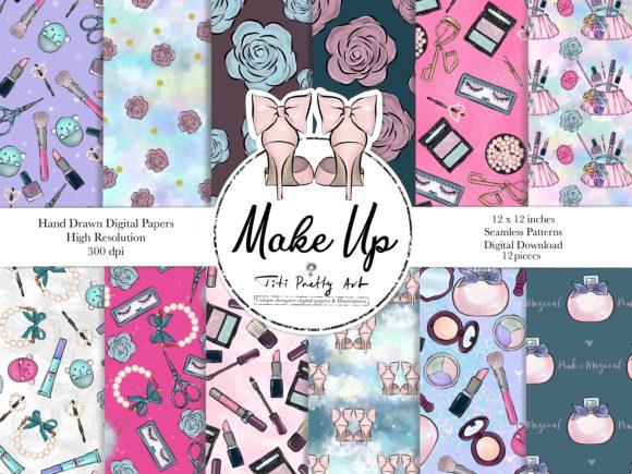 Makeup Digital Paper, Fashion Background