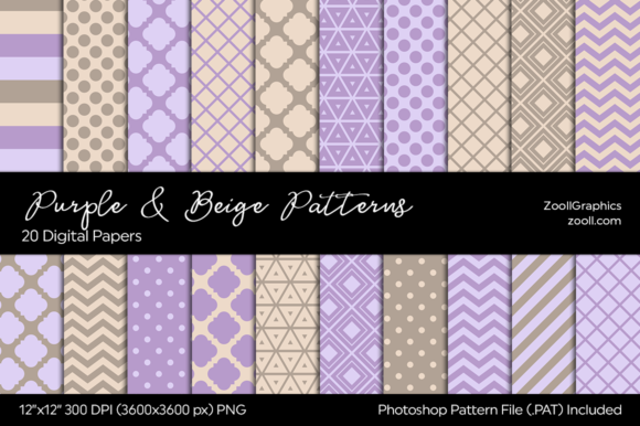 Purple and Beige Digital Papers