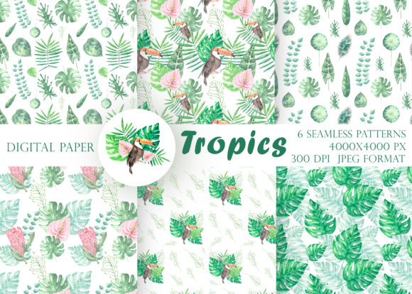Tropics Digital Paper, Seamless Pattern: A Vibrant Addition to Modern Design