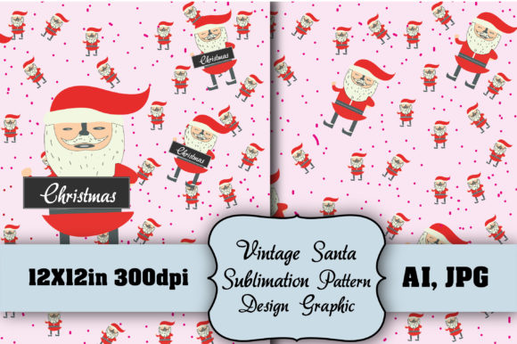 Vintage Santa Sublimation Pattern Design